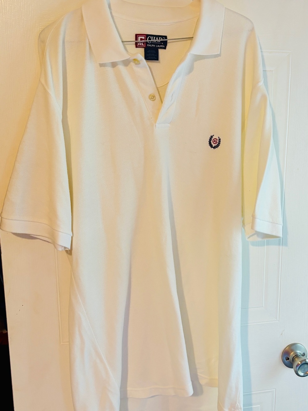 Chaps Ralph Lauren White Pique Polo Shirt Large Resort Coastal Classic